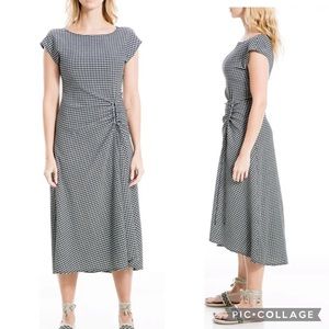 NWT Max Studio Women's Striped Cap Sleeve Cinch Waist Maxi Dress Black L $128